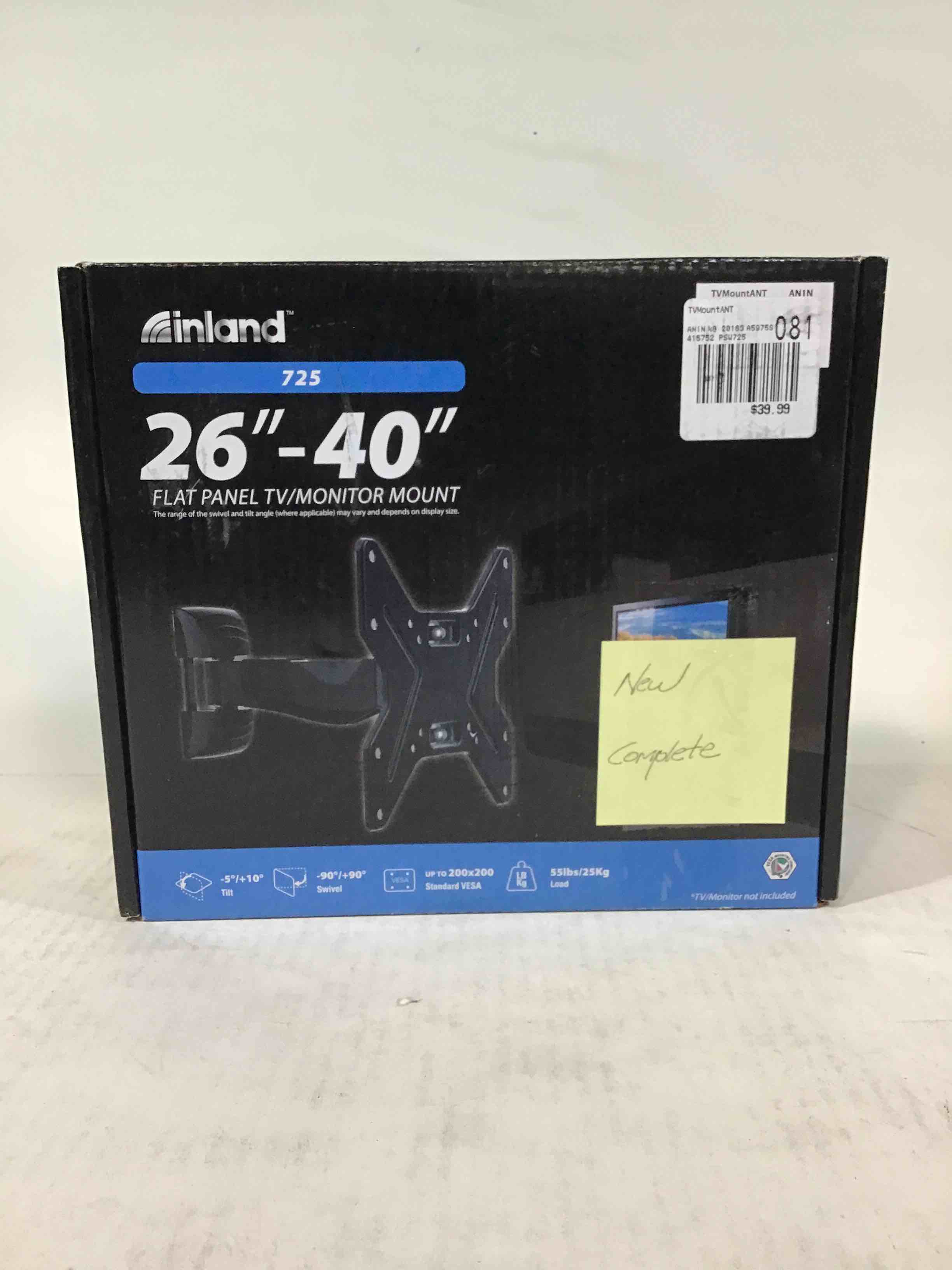 Inland 26” - 40” Flat Panel TV/Monitor Mount 