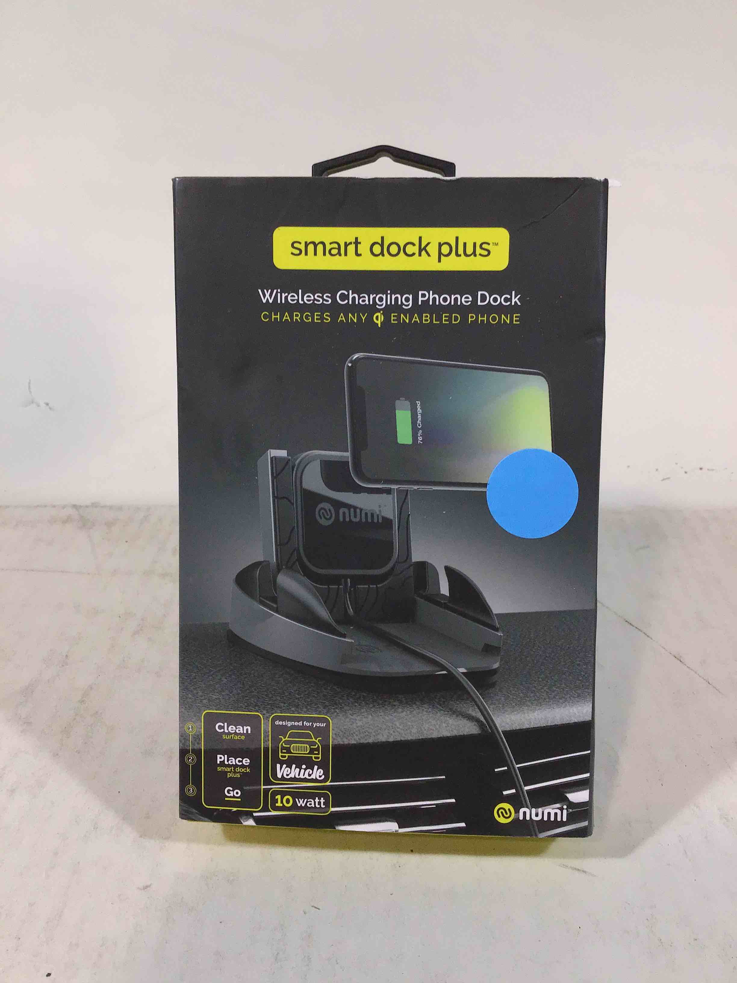 NUMI Smart Dock Plus - Wireless Car Charger and Phone Holder for Car - Qi Wireless Charger Sticks to All Automotive Dashboards - Works with All Cars  and with All Smartphones - Black