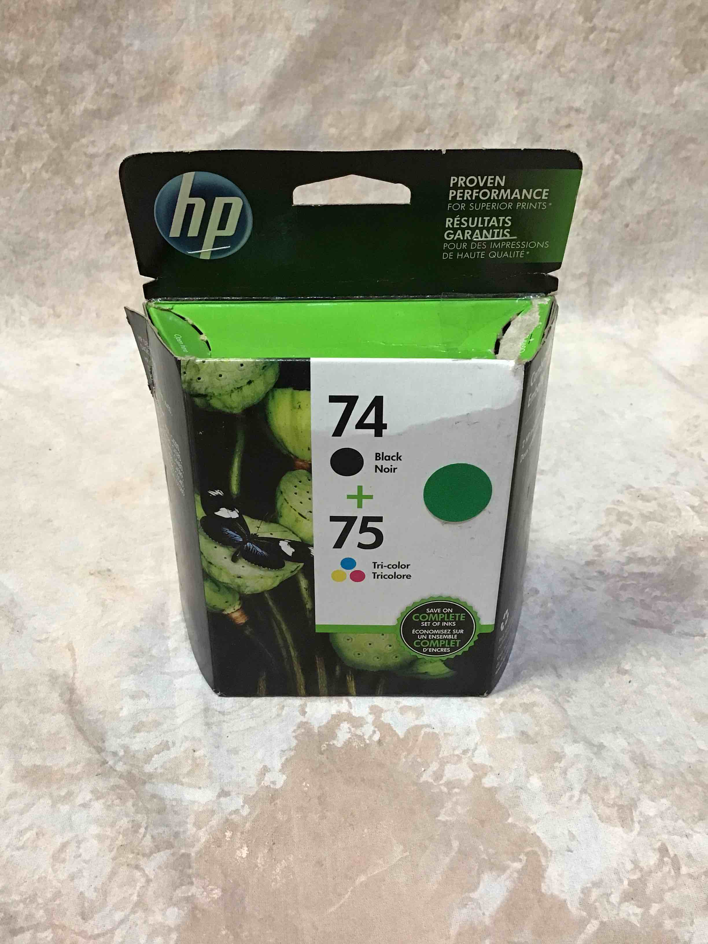 hp 74 and hp 75 | 2 ink cartridges | black, tri-color | works with hp deskjet d4260, hp officejet j5