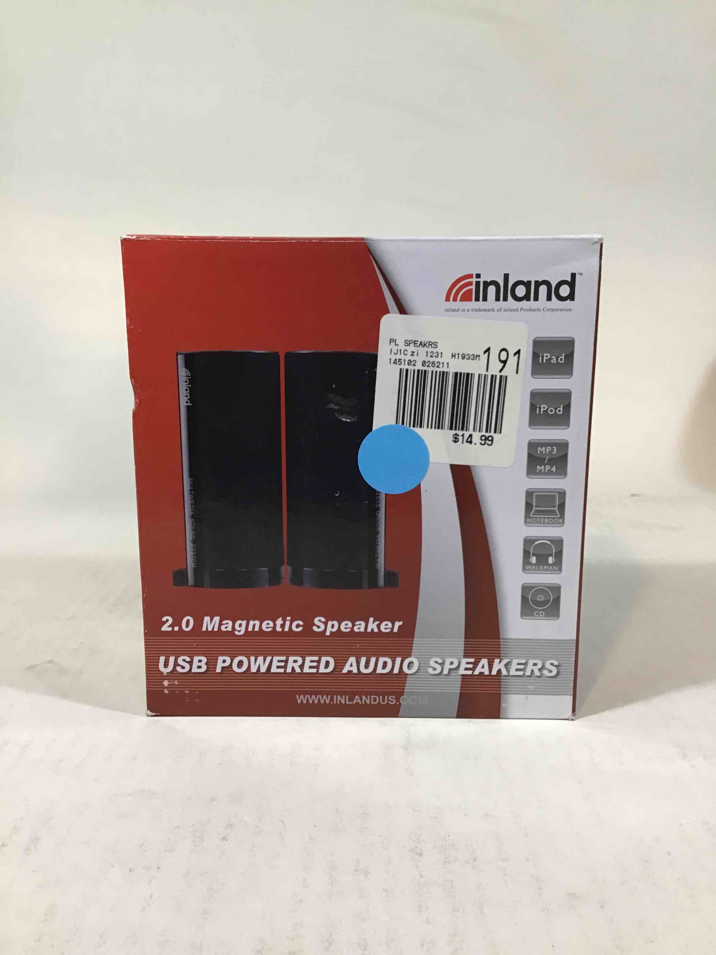 inland 2.0 Magnetic USB Powered Audio Speakers