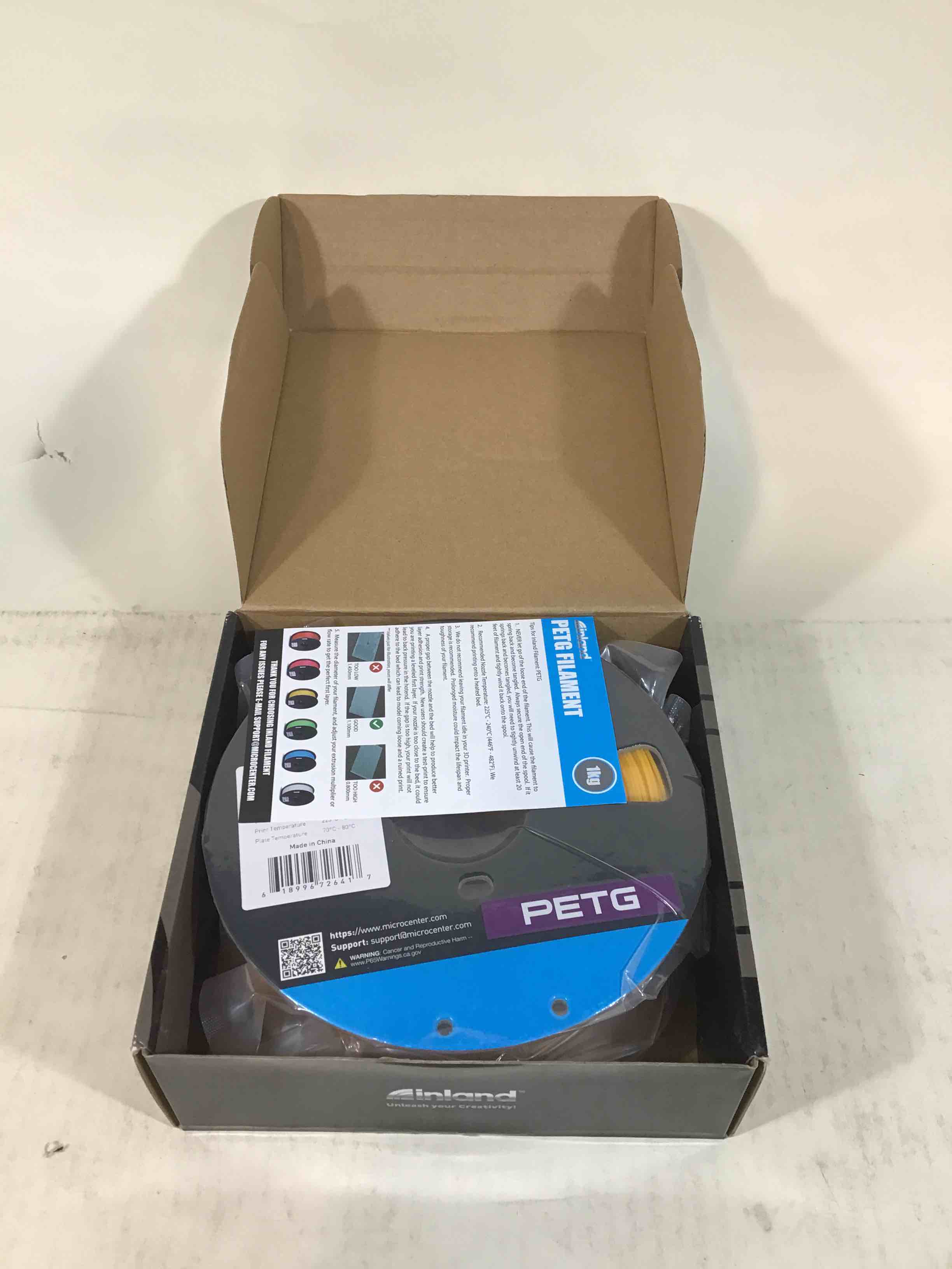 inland 1.75mm PETG 3D Printing Filament