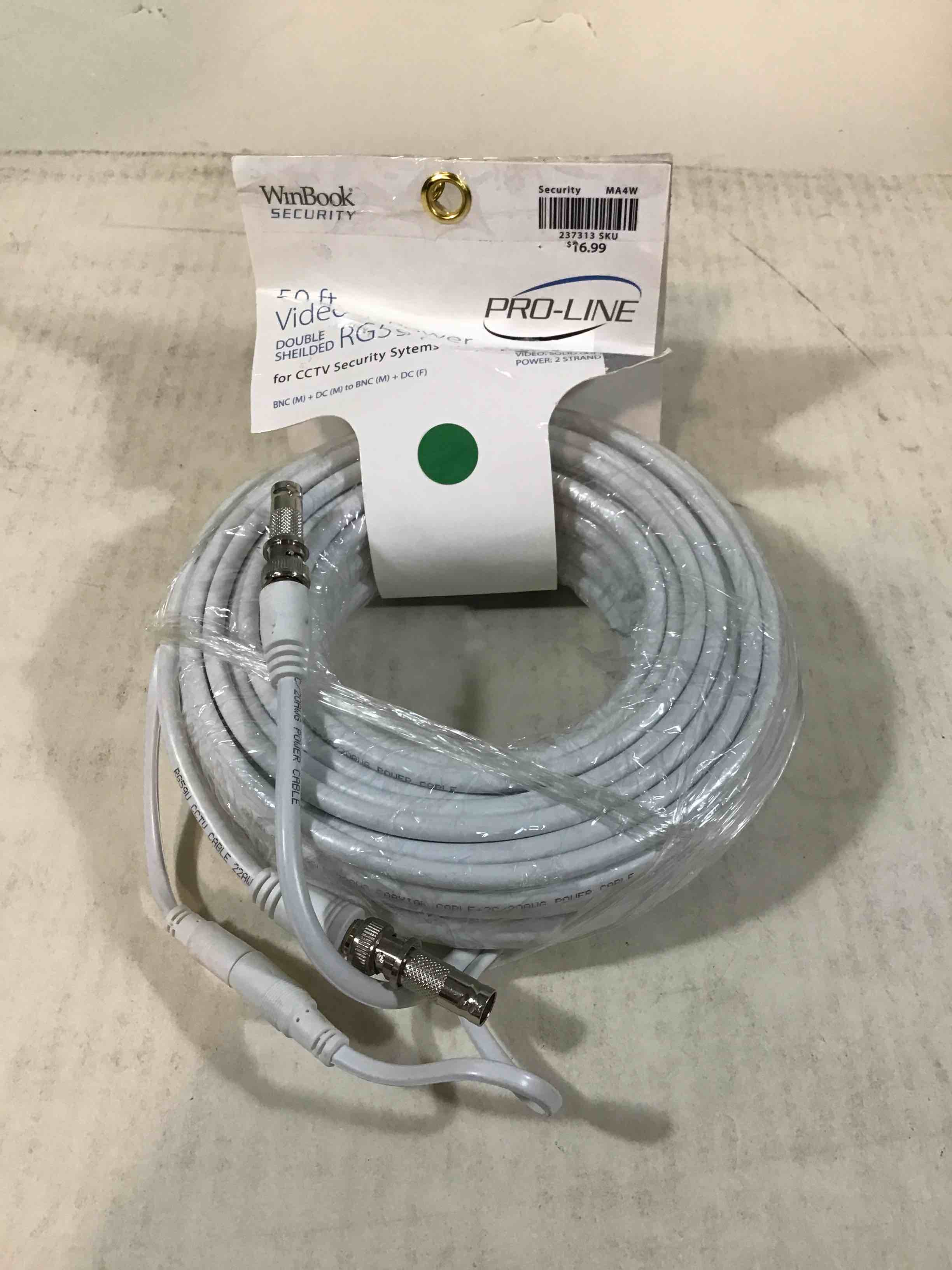winbook security 50’ video + power cable