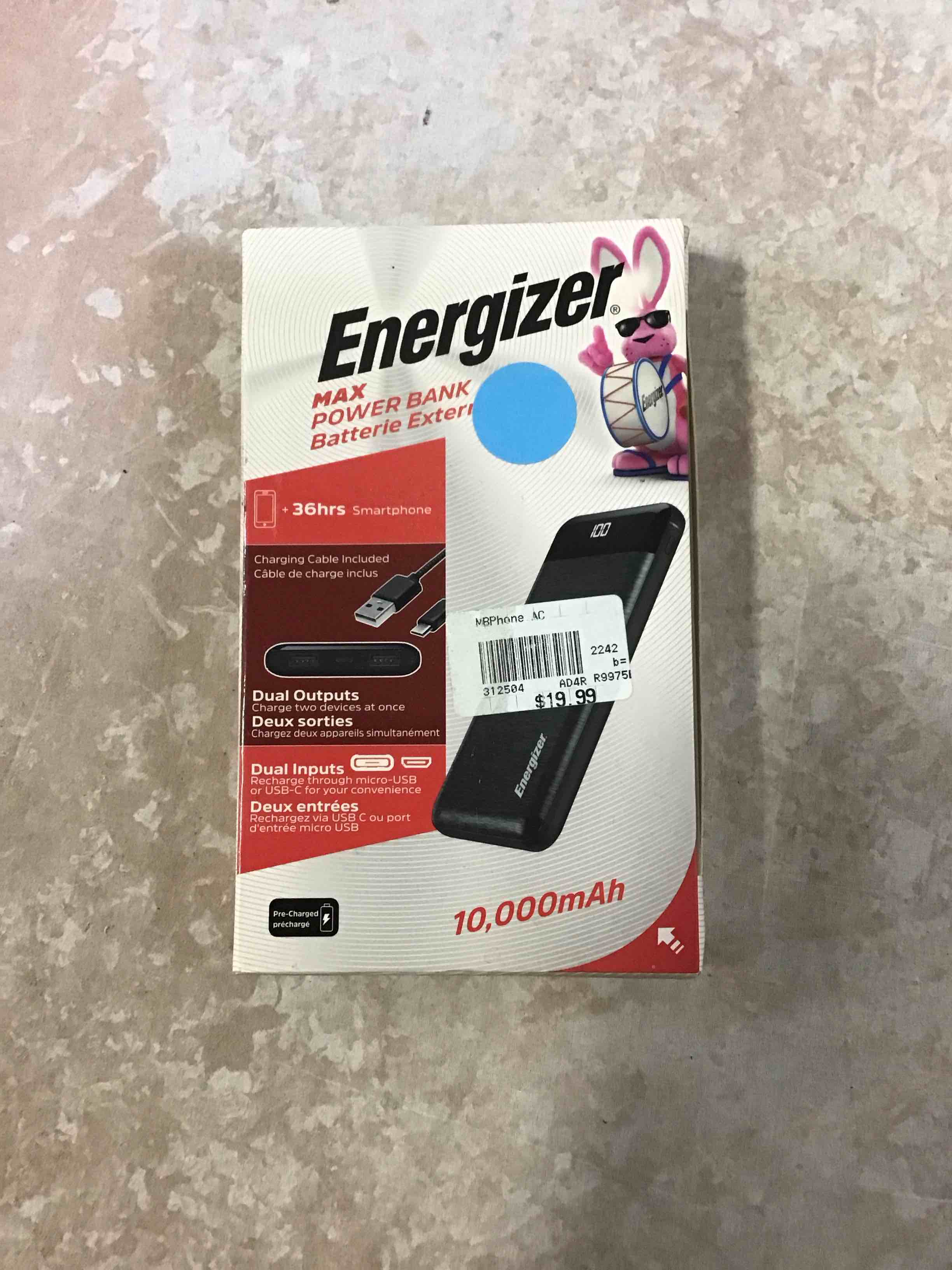 Energizer® 10000mAh Power Bank Charger  Black  UE10058