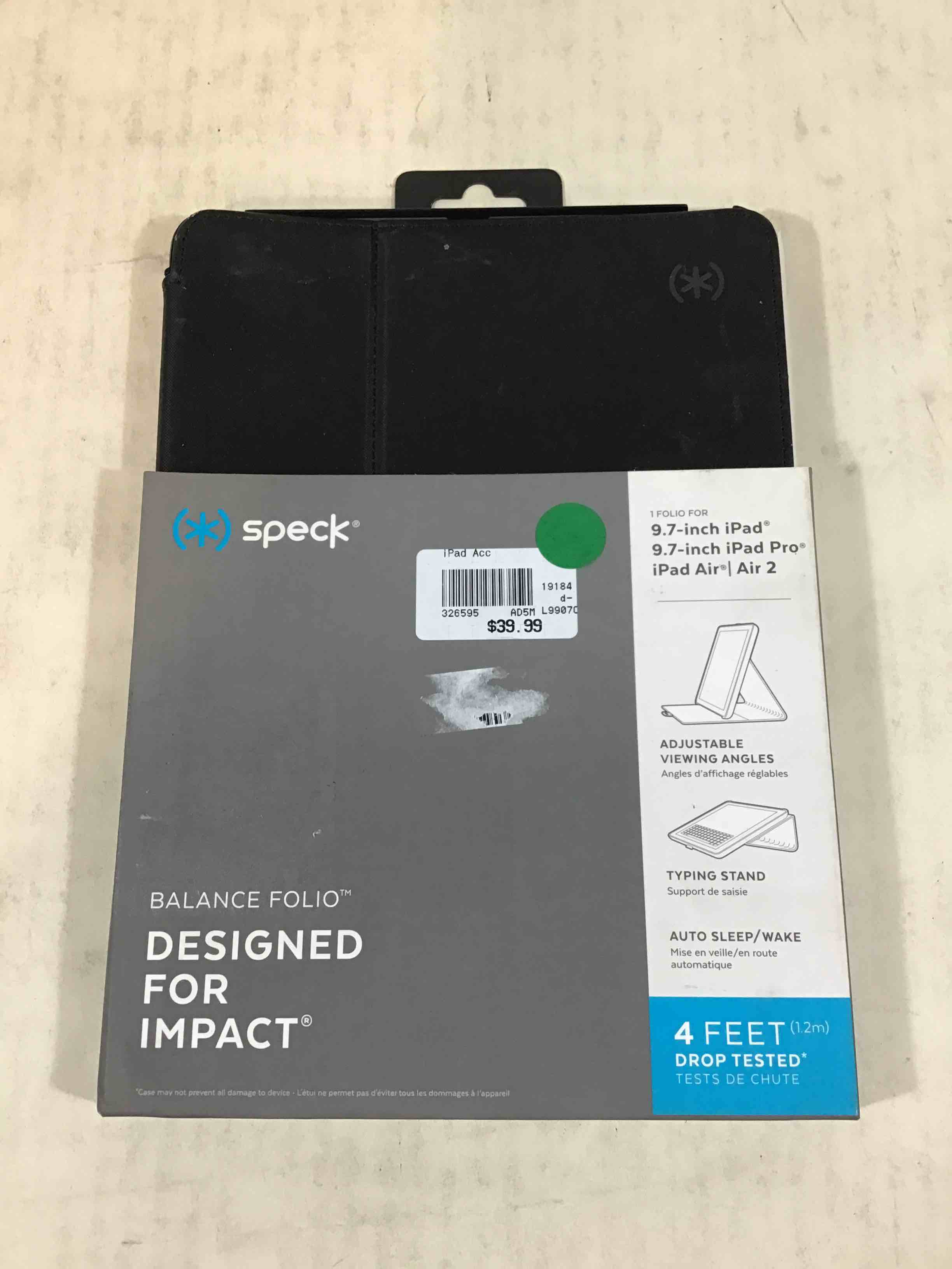 Speck BalanceFolio Case and Stand for 9.7" iPad, iPad Pro, iPad Air 2/Air, Black/Slate Grey