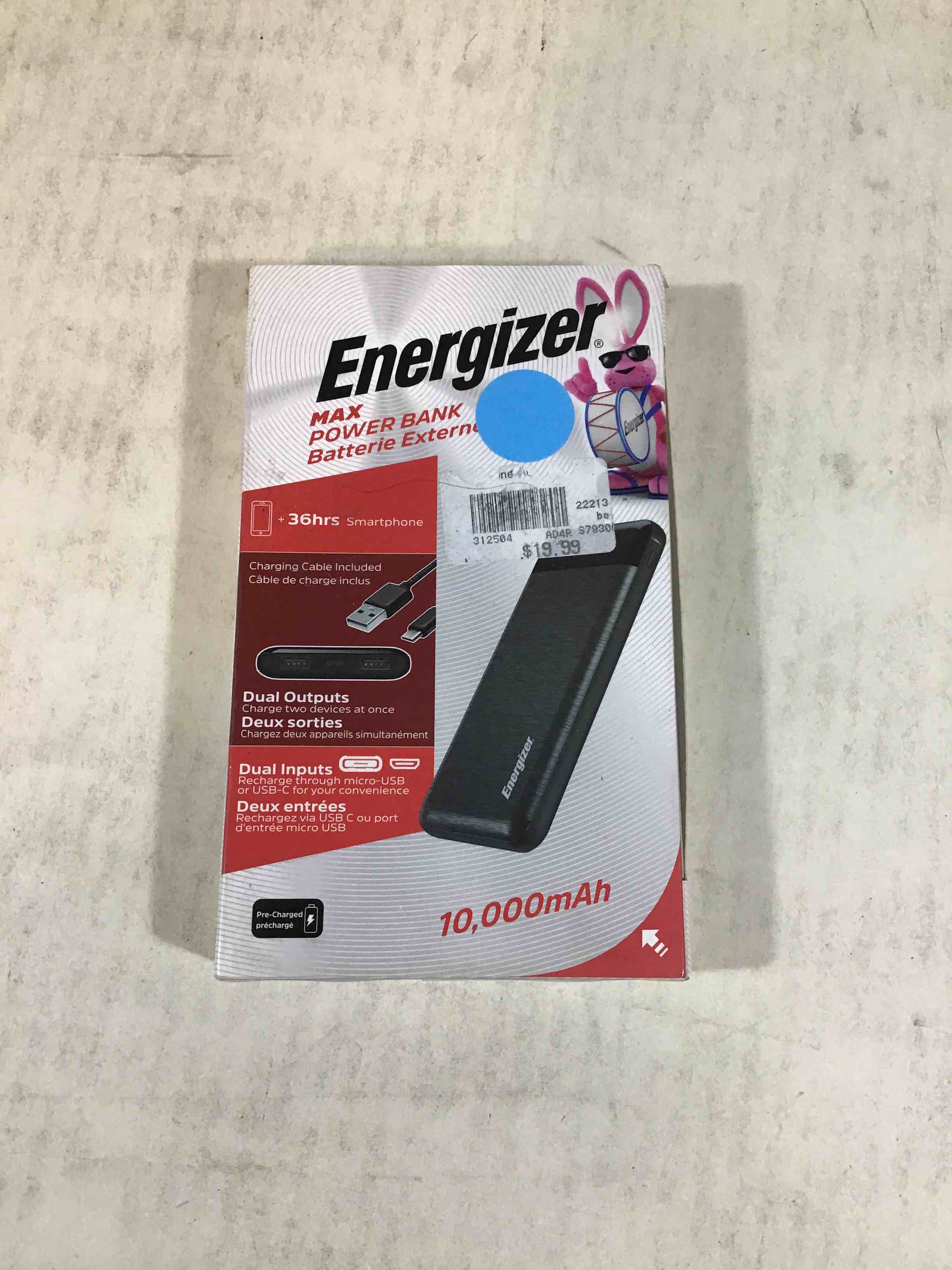 Energizer® 10000mAh Power Bank Charger Black UE10058
