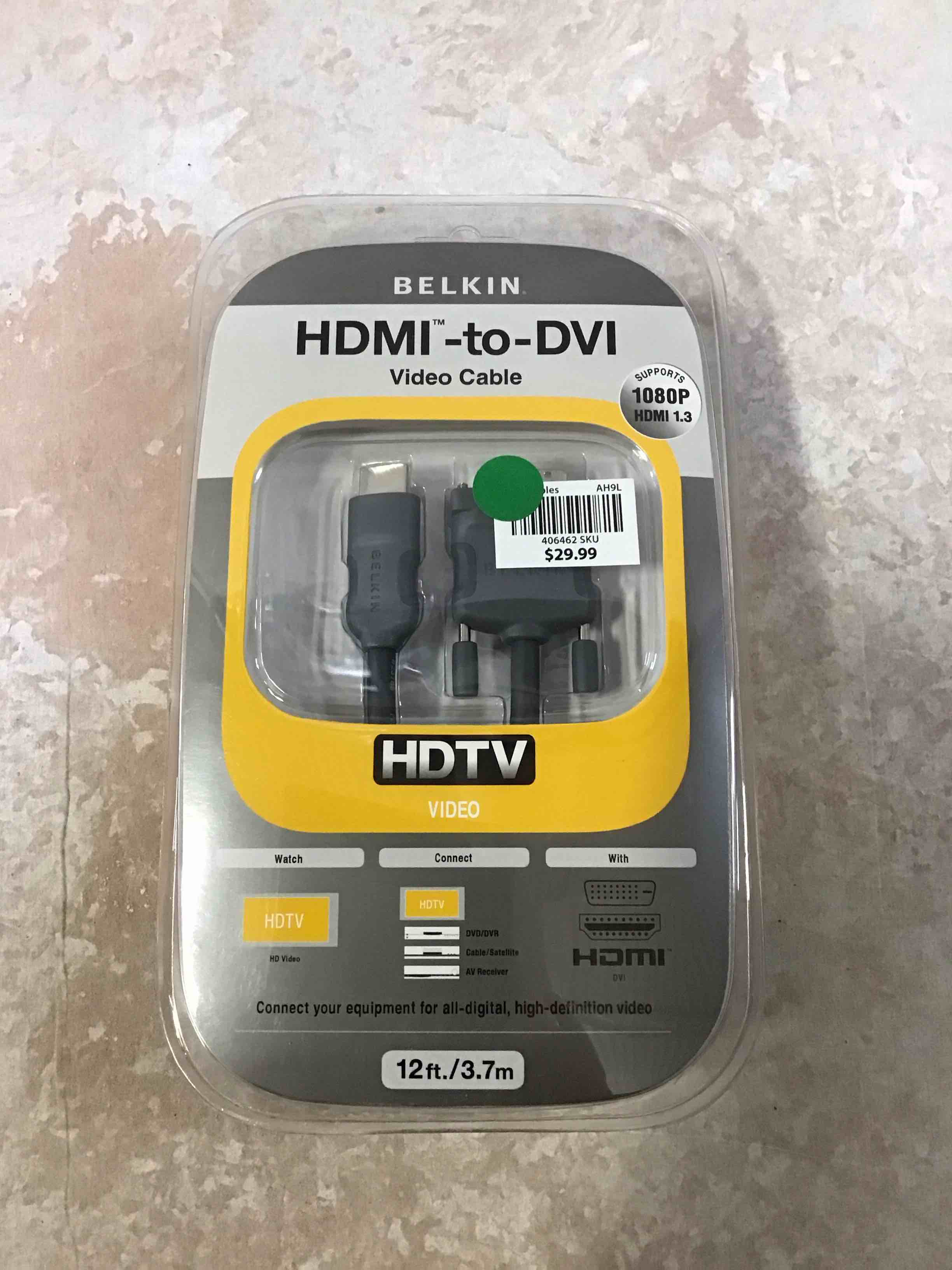 Belkin 12ft HDMI Interface to DVI Video Cable