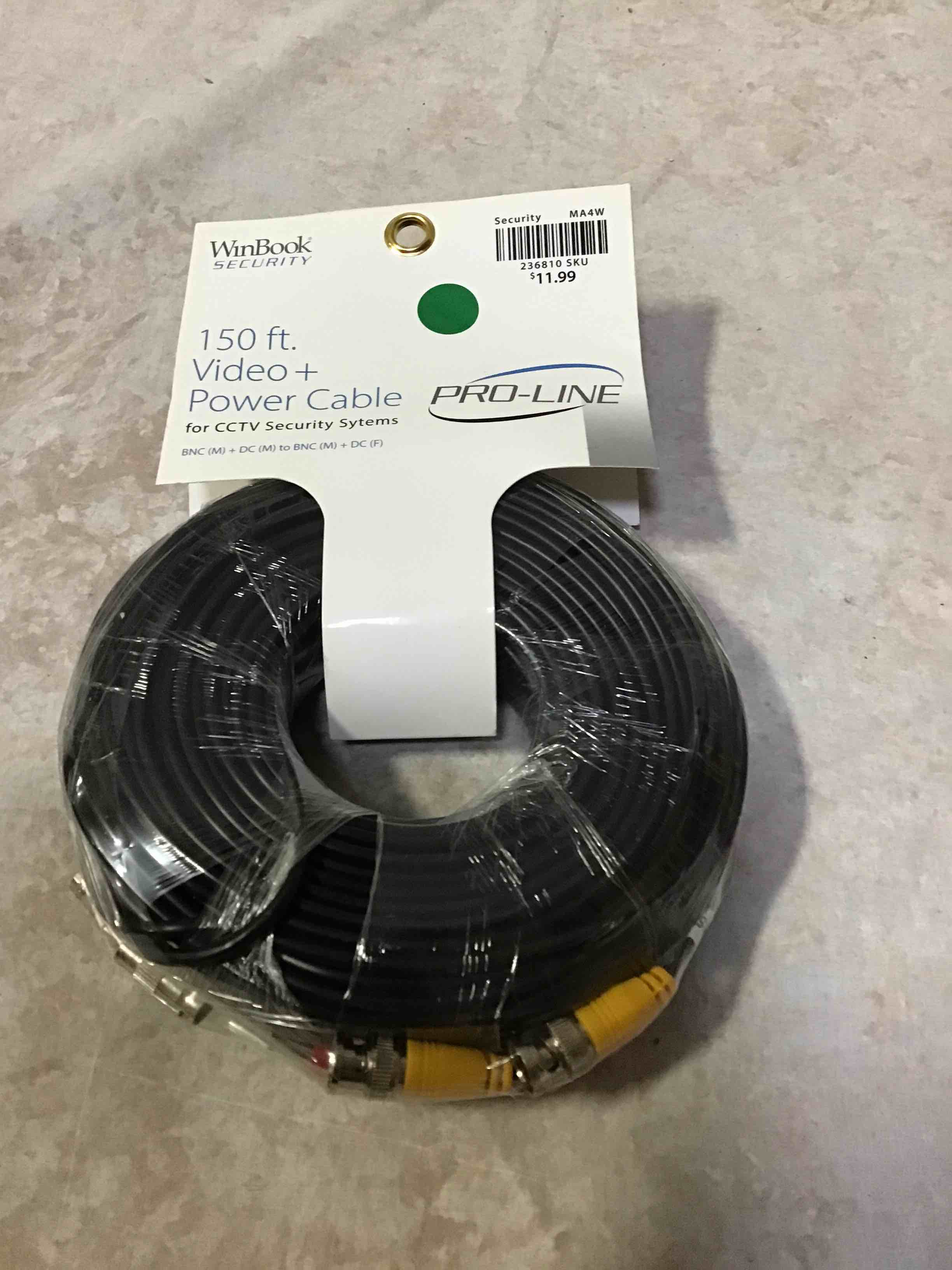 winbook security 150’ video + power cable