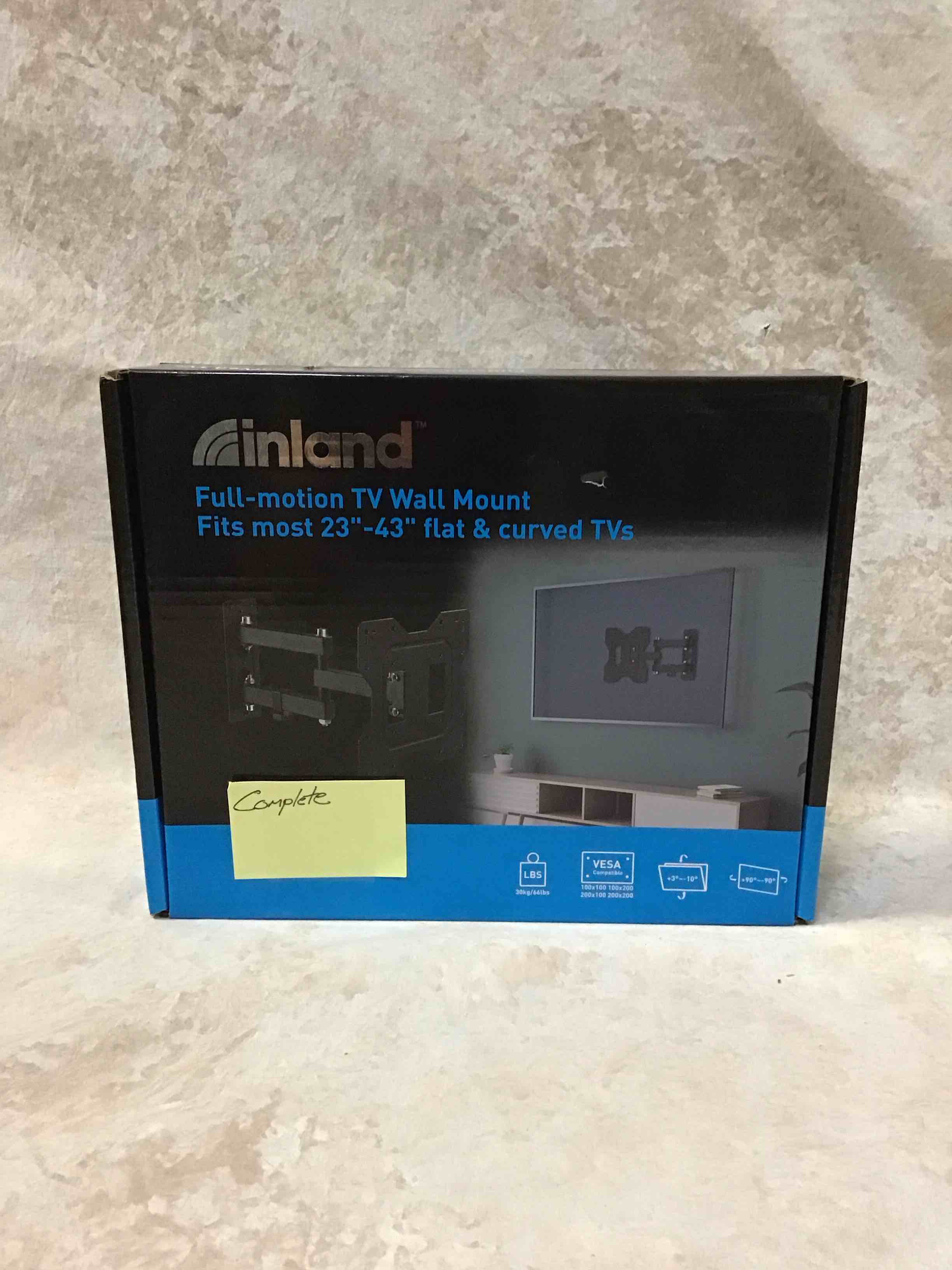 inland Full-motion TV Wall Mount fits most 23”-43” flat & curved TVs