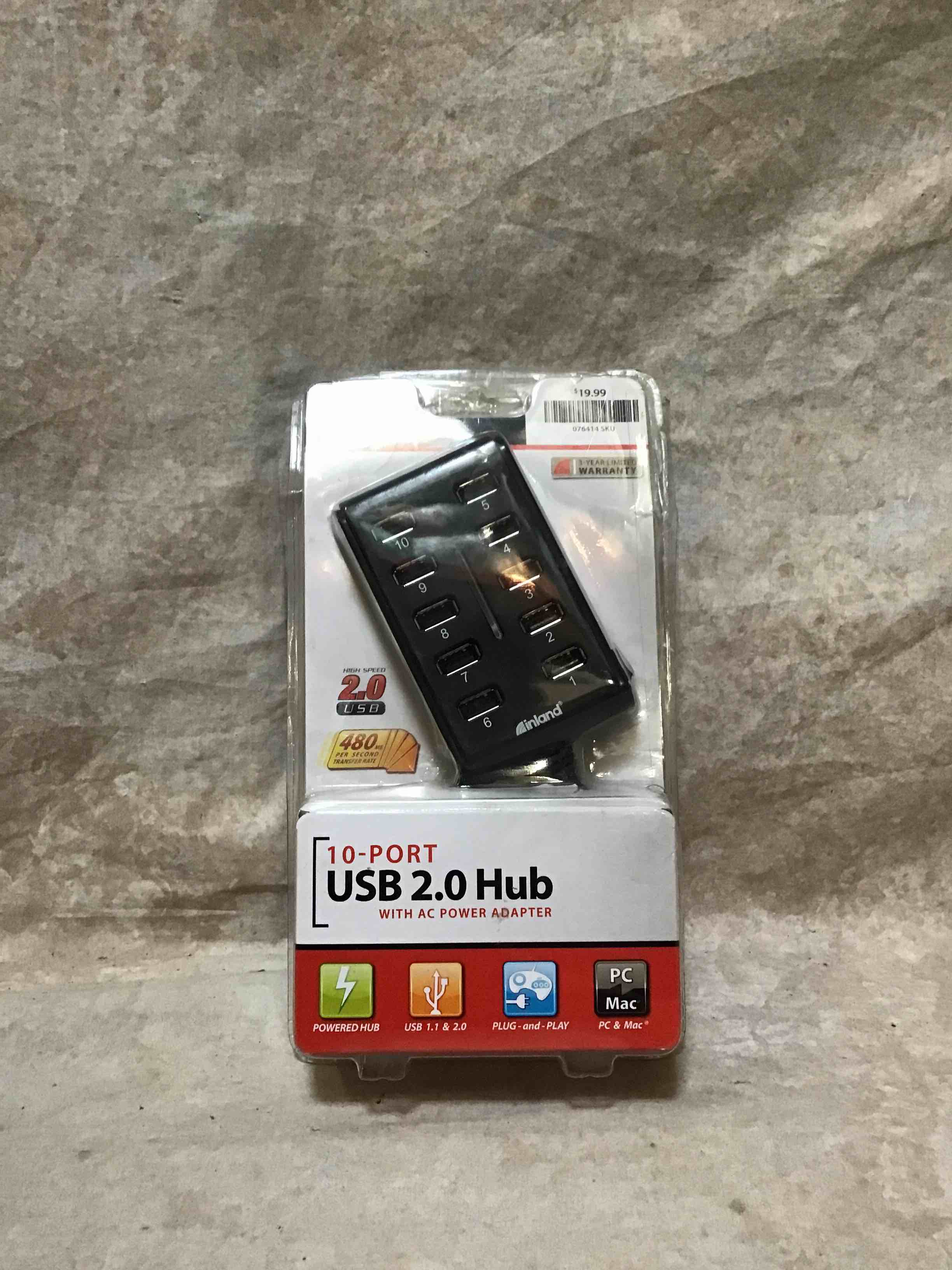 Inland 10-Port USB 2.0 Hub