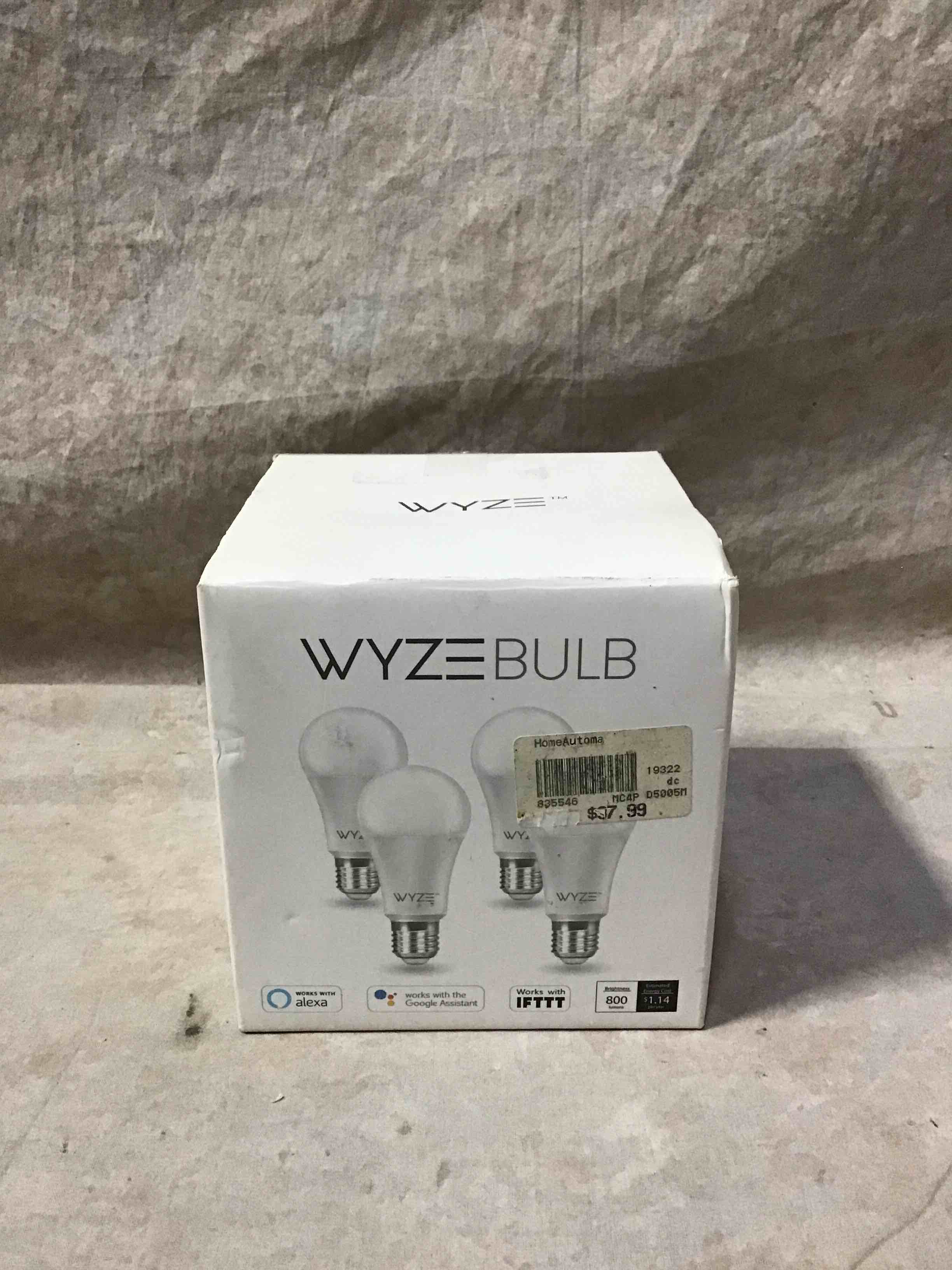 WYZE Bulb White, 800 Lumen, 90+CRI WiFi Tunable-White A19 Smart Light Bulb, Compatible with Alexa and Google Assistant, Four-Pack