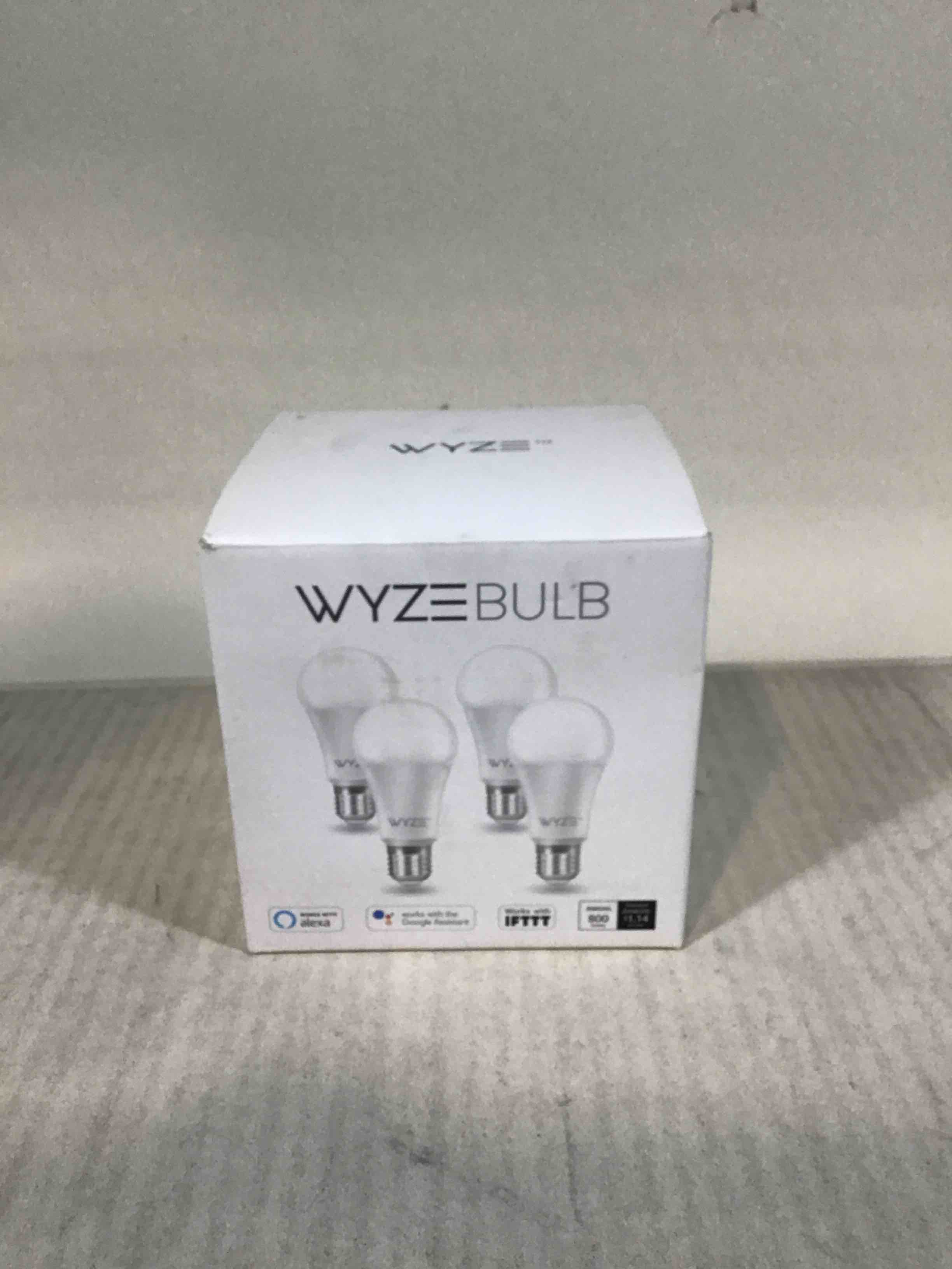 WYZE Bulb White, 800 Lumen, 90+CRI WiFi Tunable-White A19 Smart Light Bulb, Compatible with Alexa and Google Assistant, Four-Pack