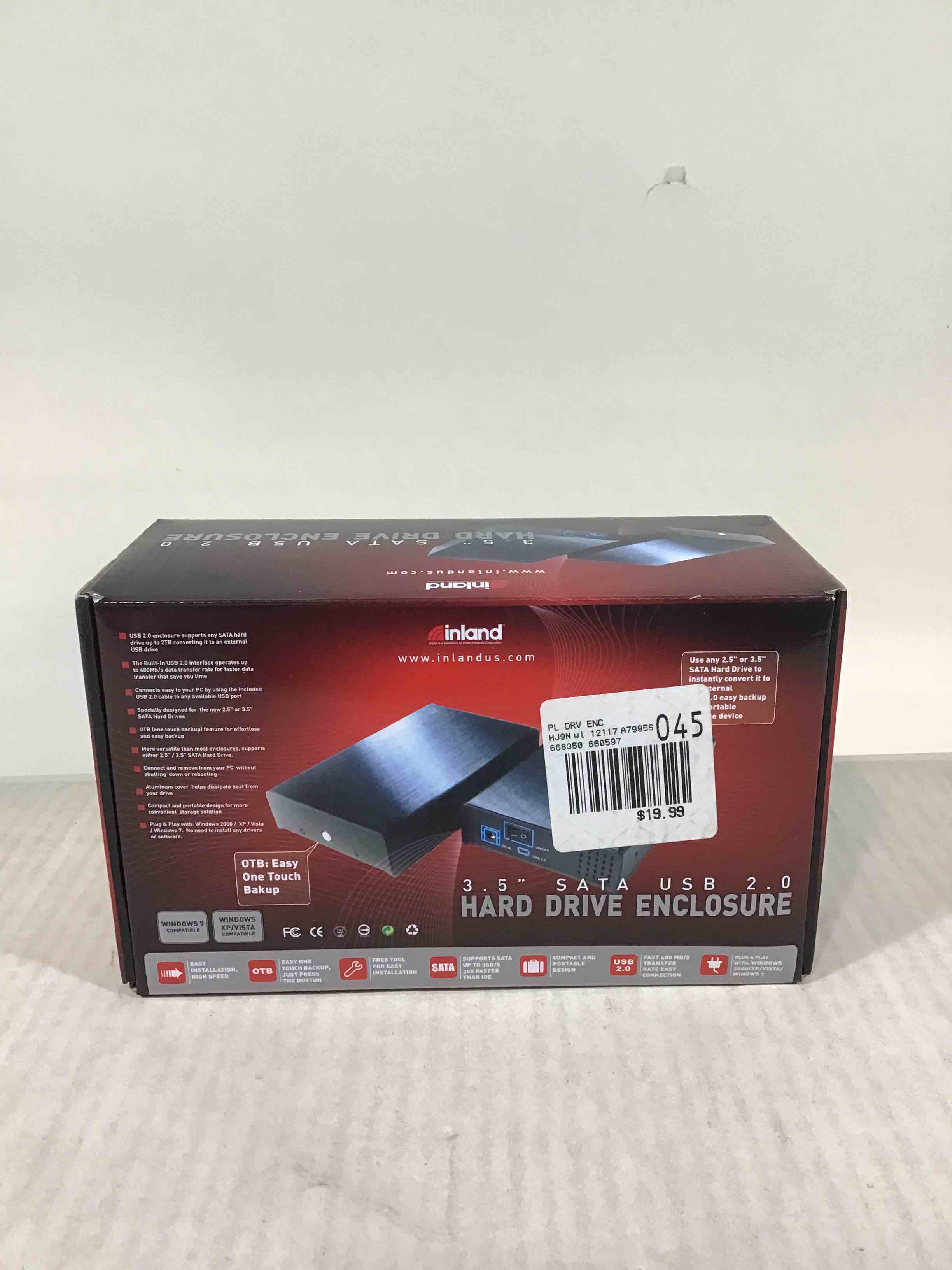 Inland 3.5” Sata USB 2.0 Hard Drive Enclosure 