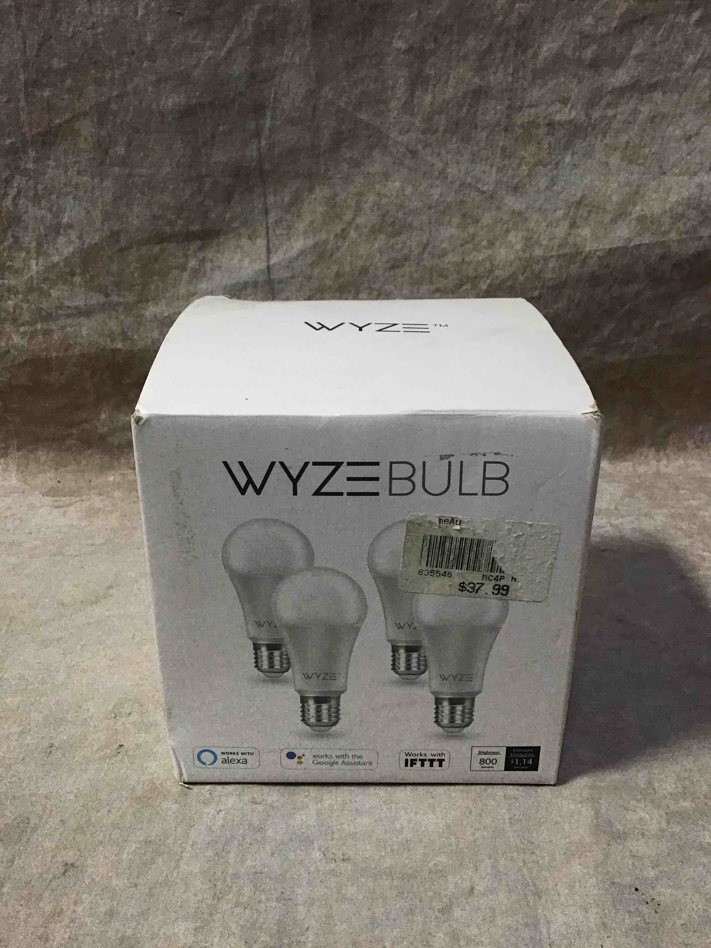 WYZE Bulb White, 800 Lumen, 90+CRI WiFi Tunable-White A19 Smart Light Bulb, Compatible with Alexa and Google Assistant, Four-Pack