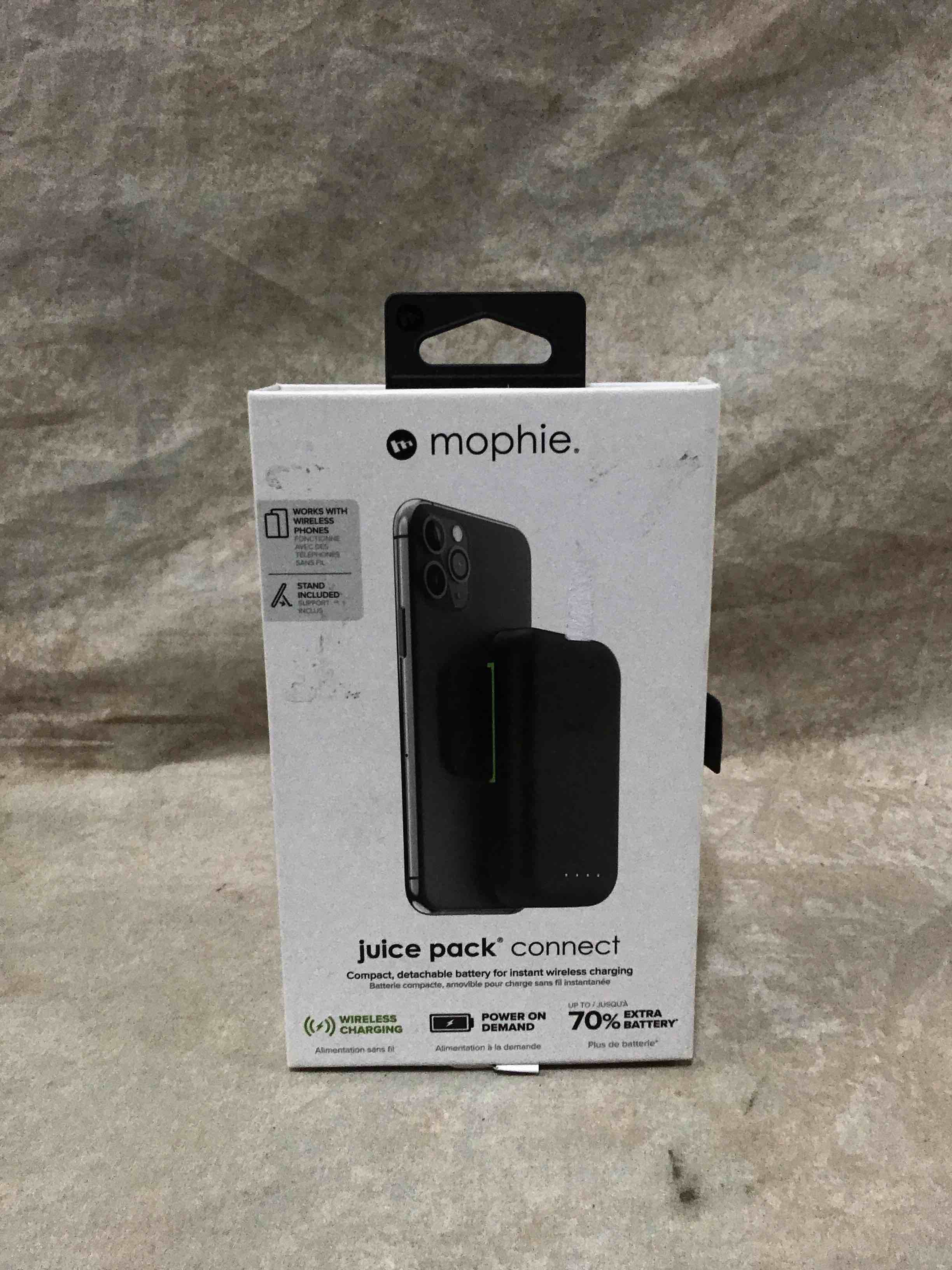 mophie Juice Pack Connect Compact - containing a Portable 5,000mAh Battery with Dual Purpose Stand - Made for Qi-Enabled Smartphones - Black