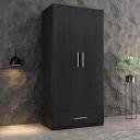 Black 2-Door Wardrobe Armoire with 1-Drawers and Hanging Rod 66.9 in. H x 31.5 in. W x 18.9 in. D