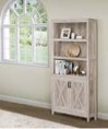 Bookcases with Doors 11.8in Depth Floor Standing 5 Shelf Display Storage Shelves Bookcase Home Decor Furniture for Home, Office, Living Room, Bedroom (Light Grey Color)