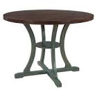 Wicks 54 in. Antique Dark Blue and Dark Oak Wood Round Dining Table