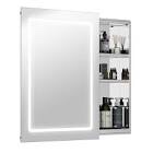 LED Mirror Medicine Cabinets with Double Doors, Space Aluminium Frame, Grey 