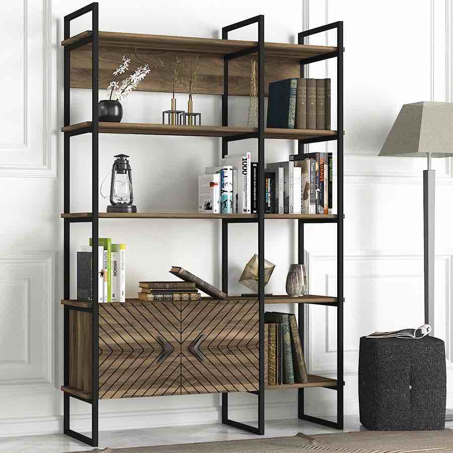 CASANTA METAL Bookcase, WALNUT