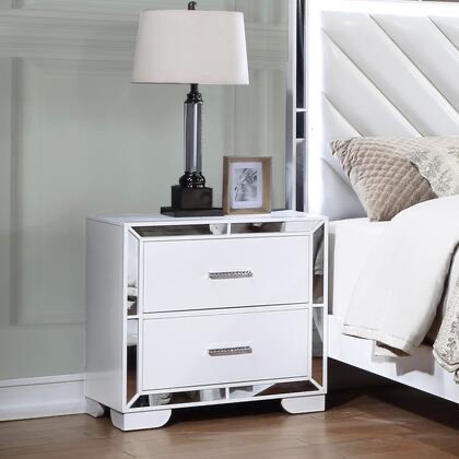 Mirrored Trim Nightstand in White (52634-NS)