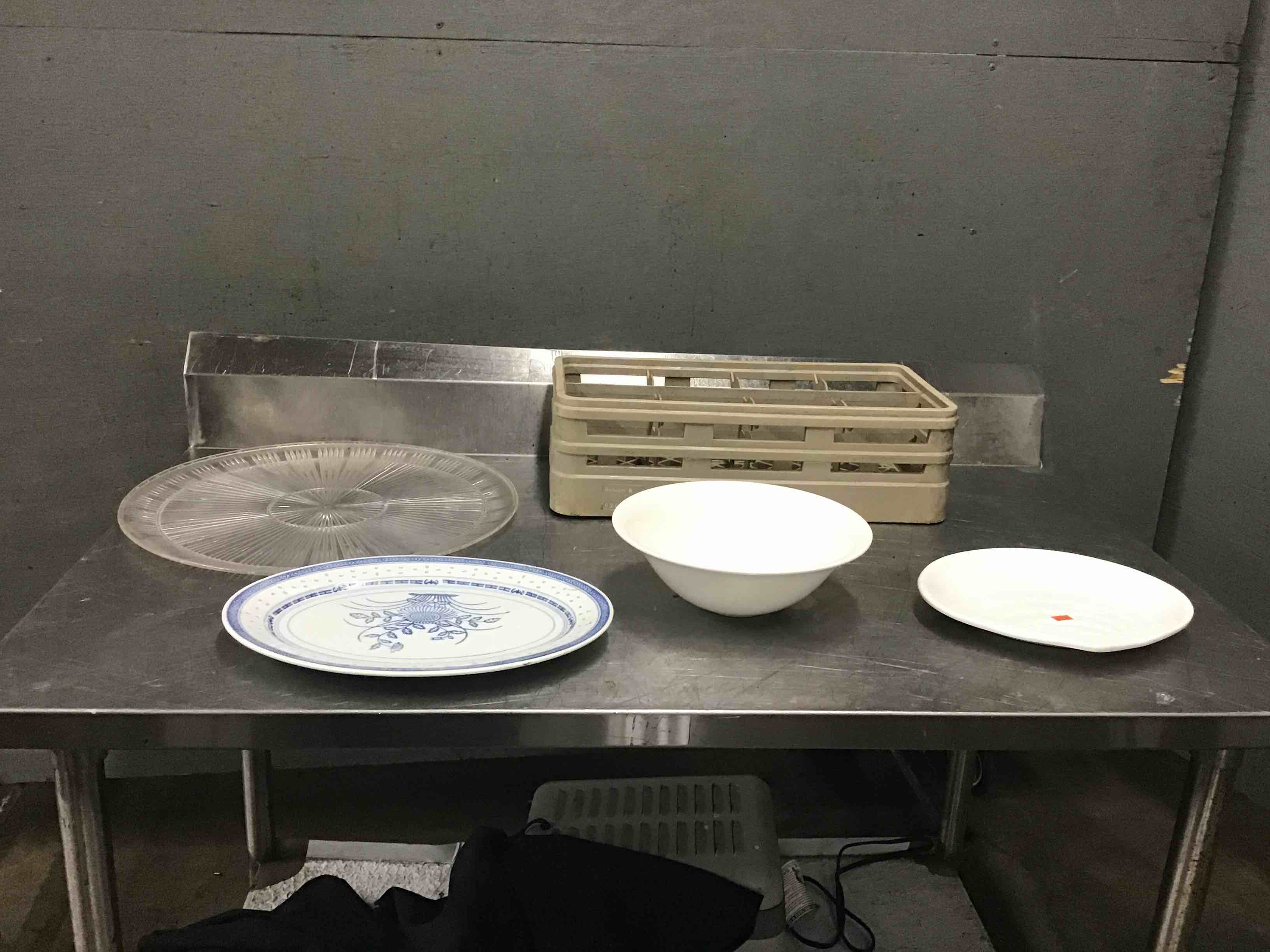 Dish Rack , Plates, Bowl And 18 Inch Round Serving Tray