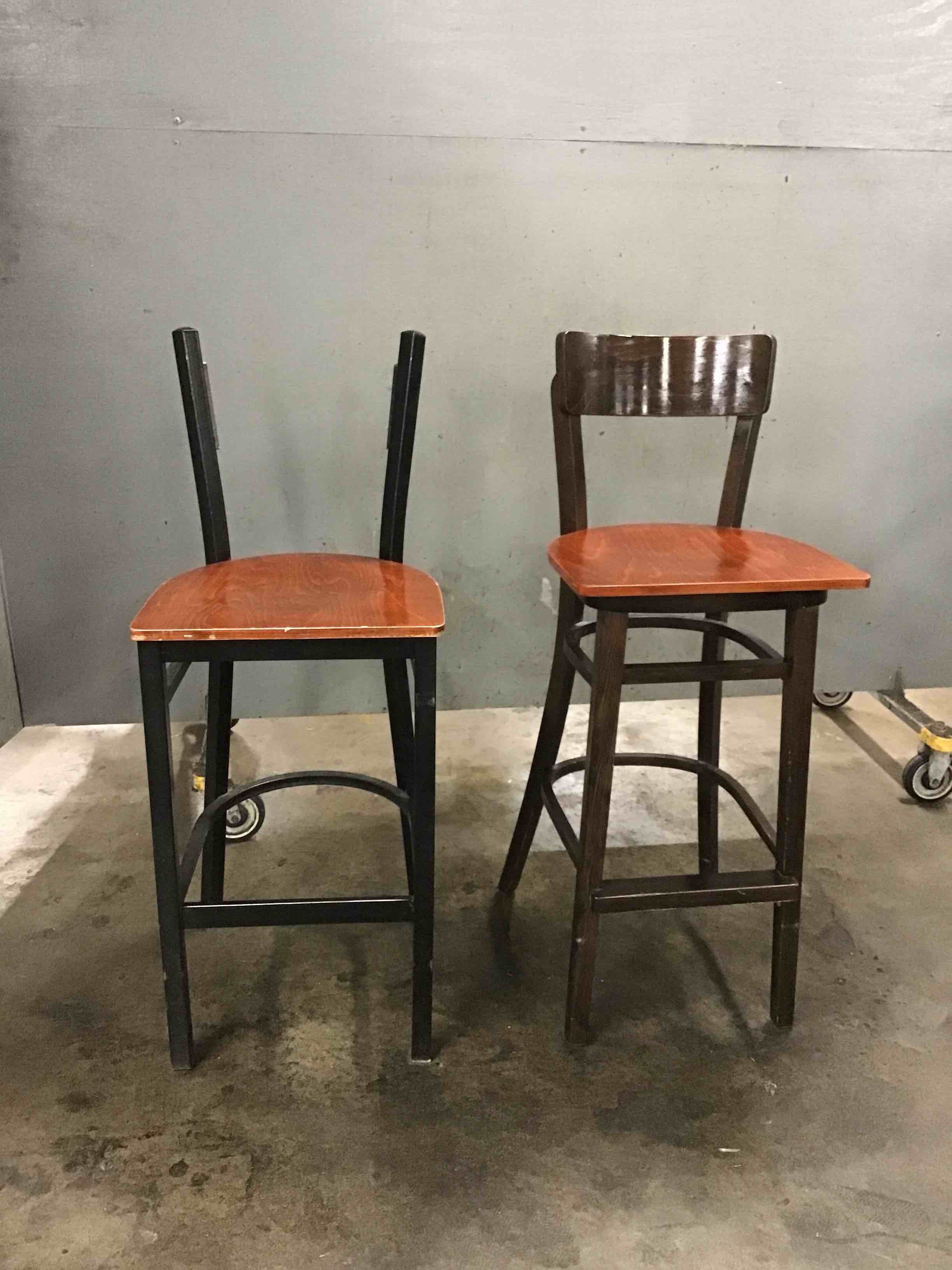 Wood Bar Stool And Metal Bar Stool With Wood Seating