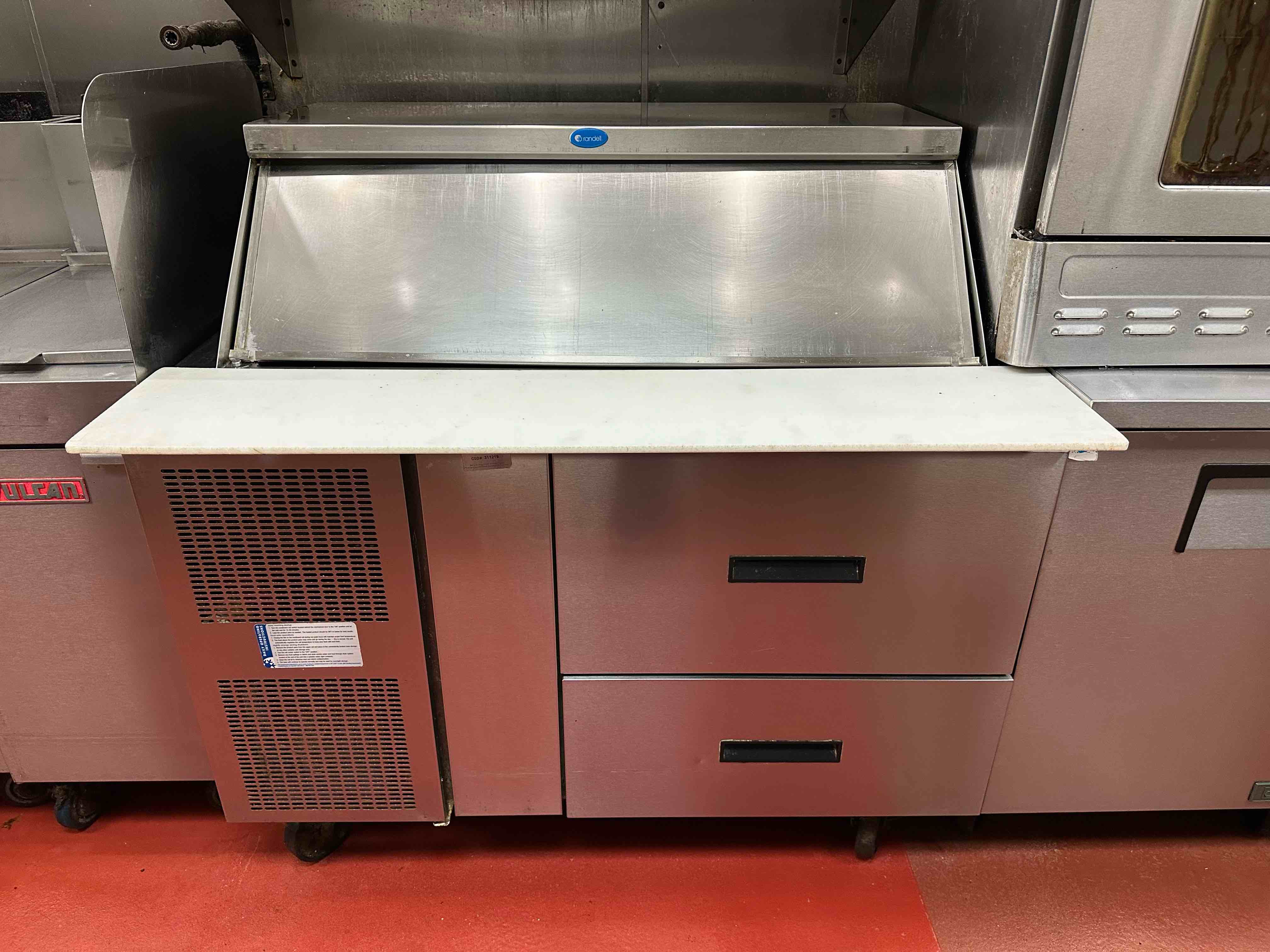 2018 Randell 48 Inch Stainless Steel 2-Drawer Refrigerated Sandwich Prep Table On Casters