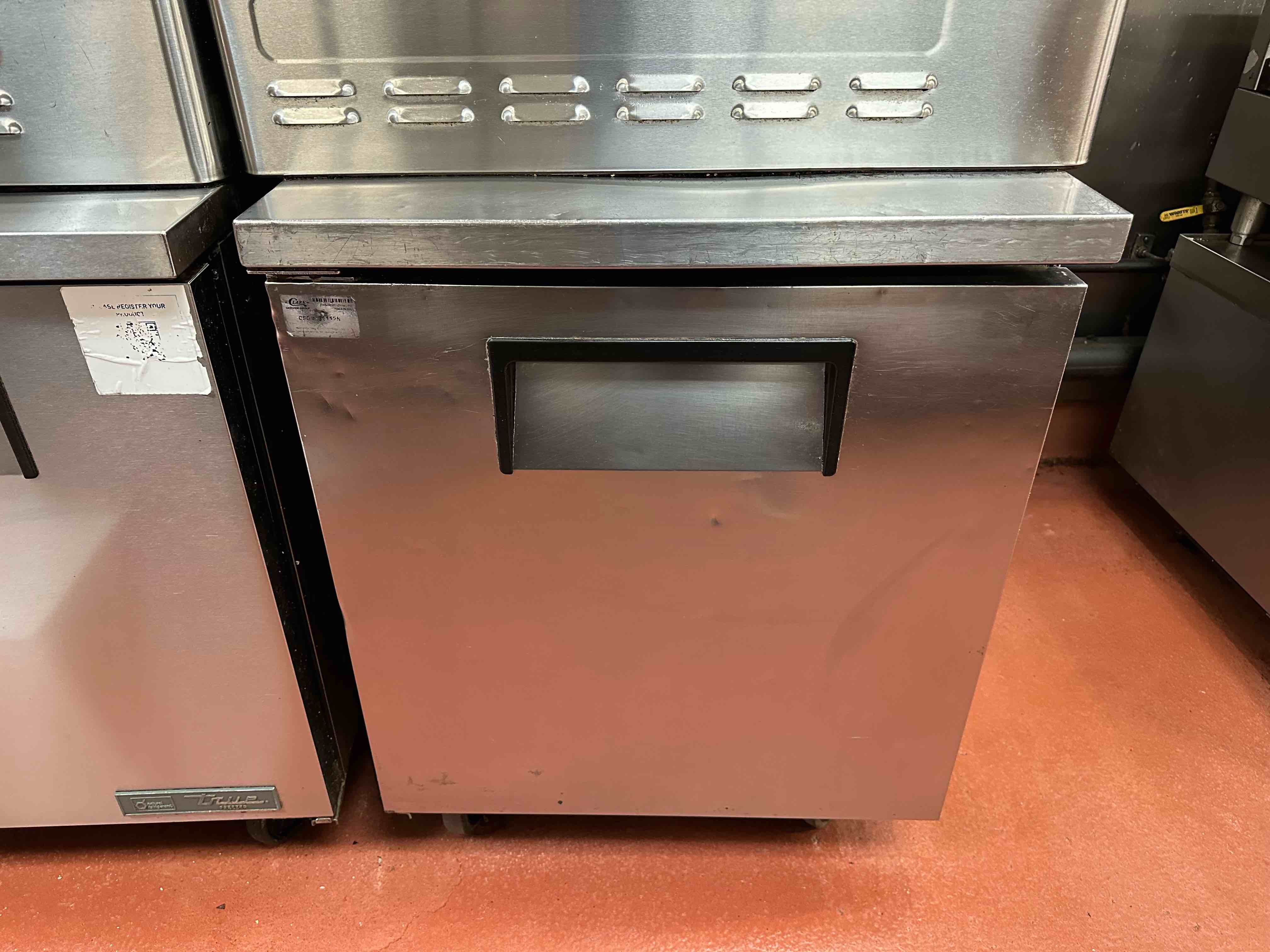 True 27 Inch Single Door Under Counter Refrigerator On Casters