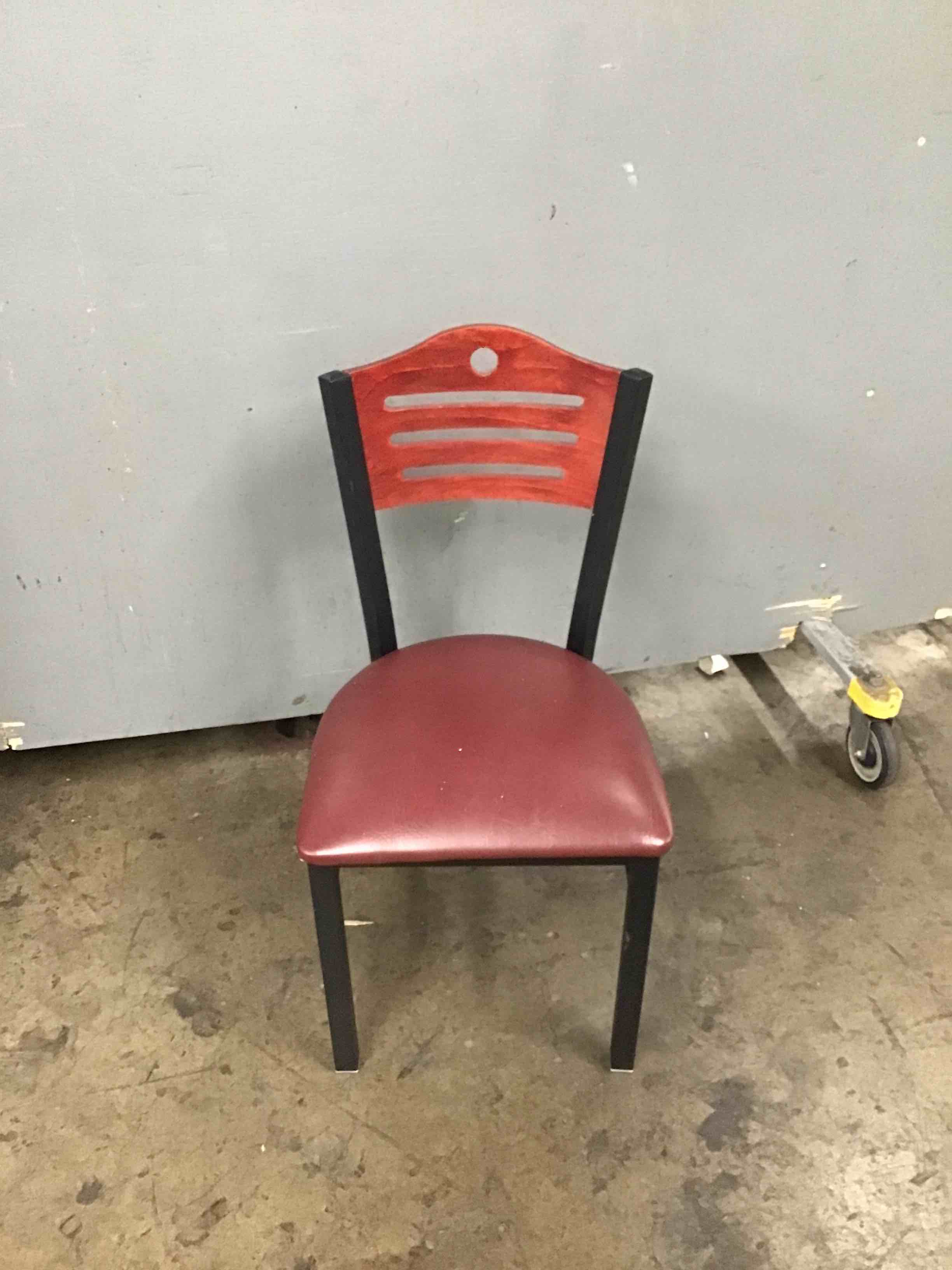 Black Metal Chair With Wood Back