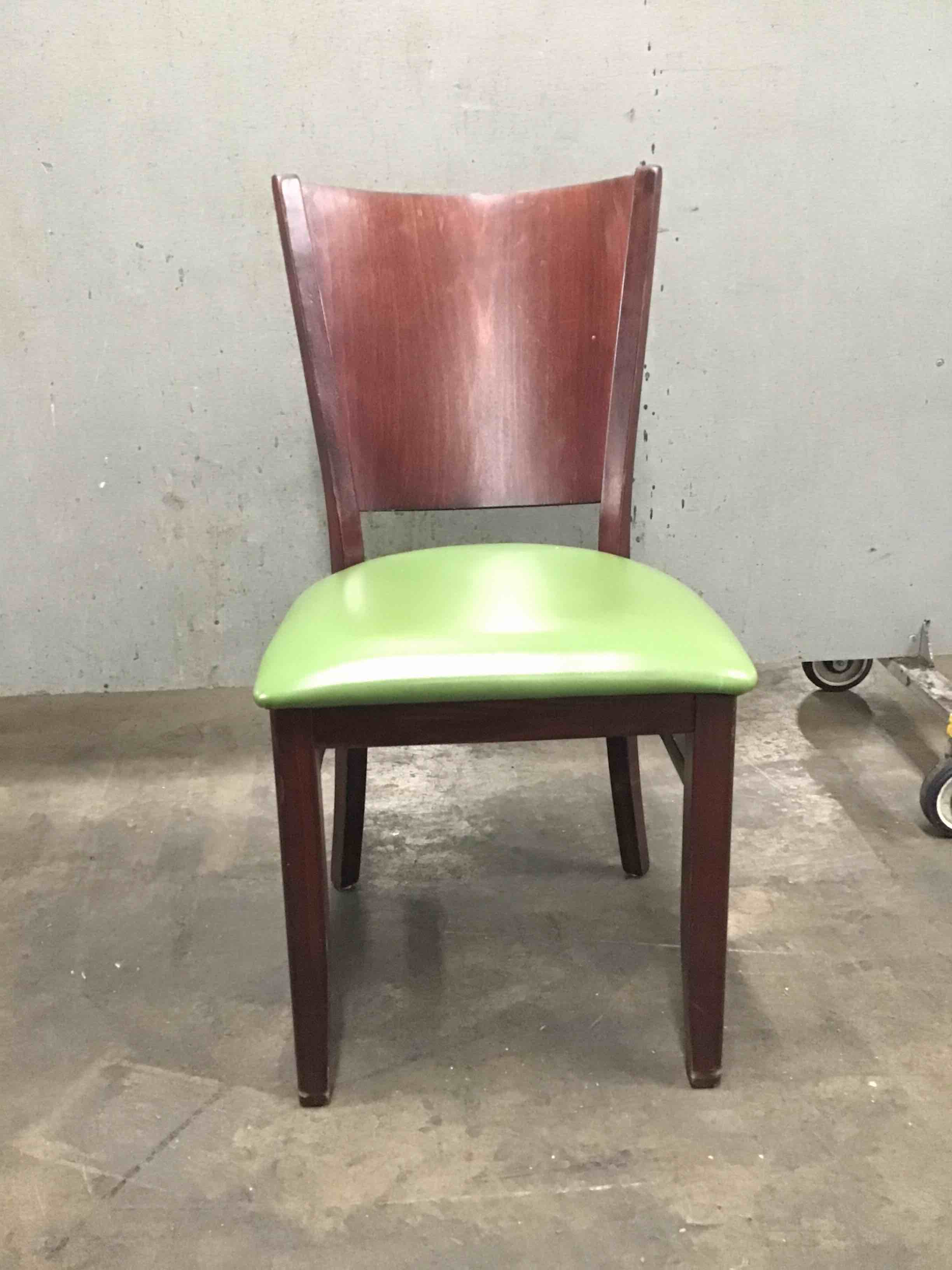 Wood 17.5 Inch Chairs With Green Upholstered Seat