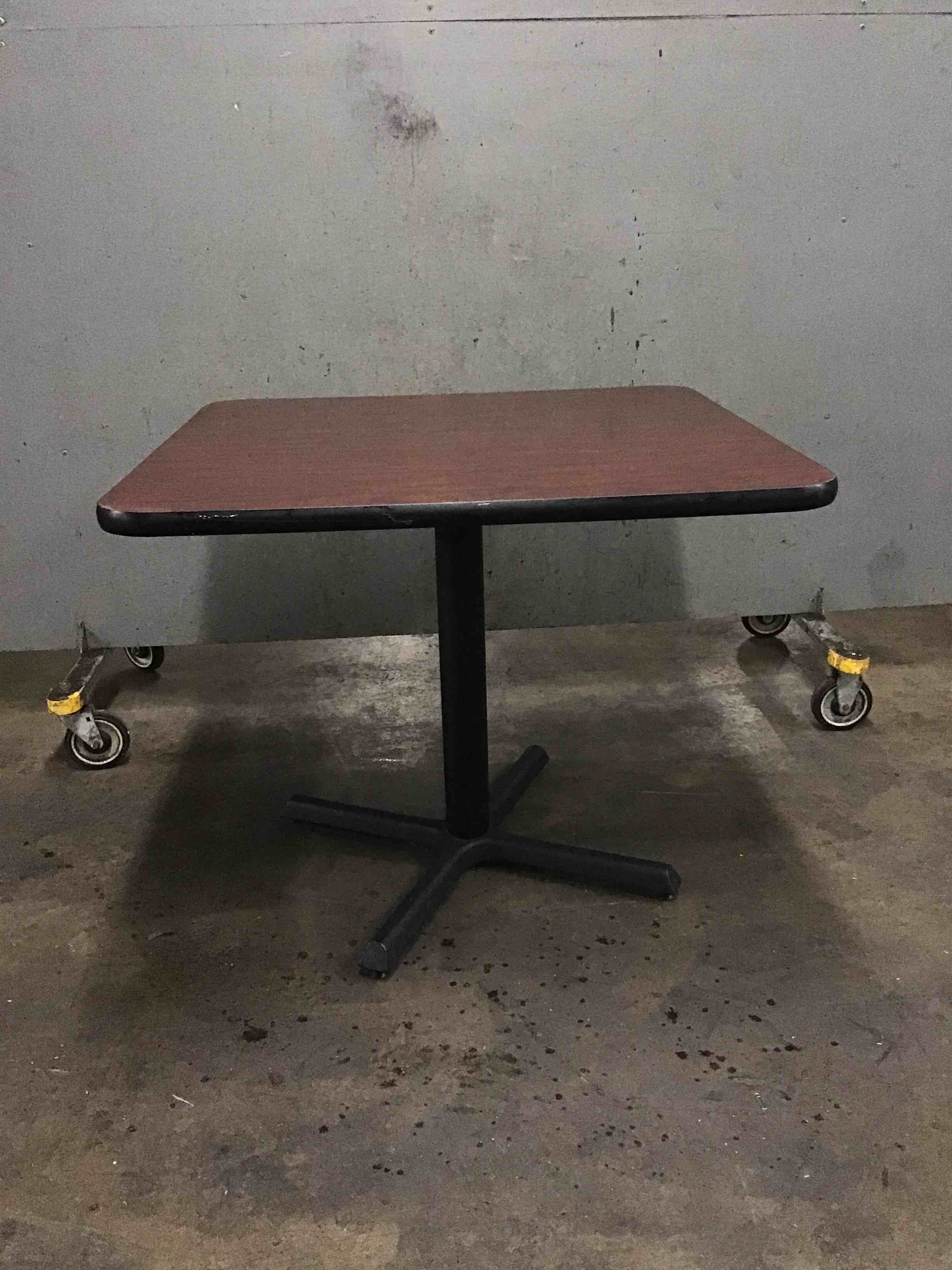 36 Inch Square Wood Grain Formica Top Table