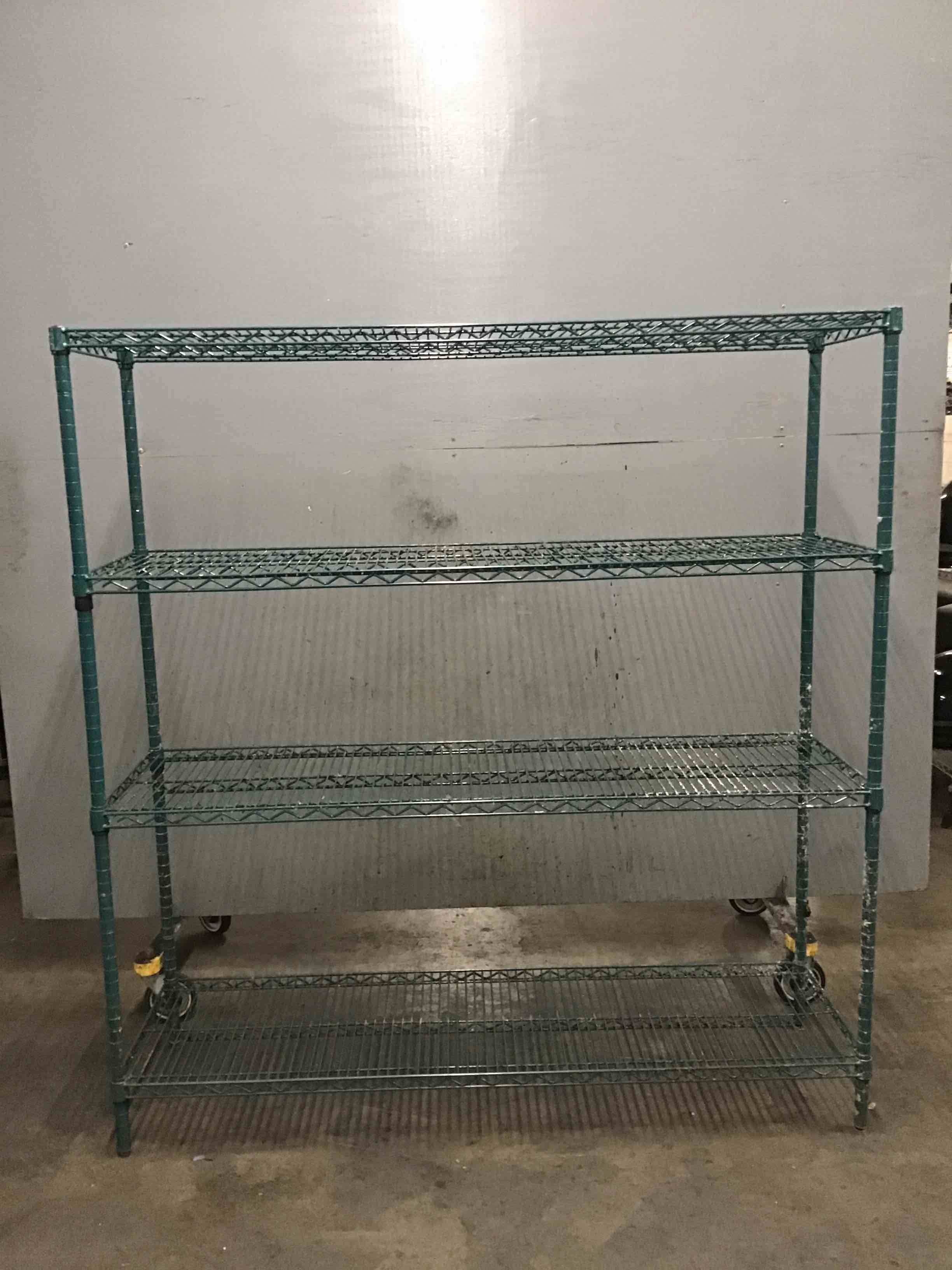 59.5 Inch 4 Shelf Green Epoxy Wire Rack