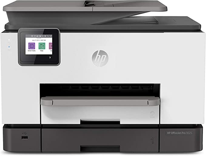 HP OfficeJet Pro 9025 All-in-One Wireless Color Printer, Single-pass (Automatic) Document Feeder & Two Paper Trays, Smart Home Office Productivity, Instant Ink, Works with Alexa (1MR66A)