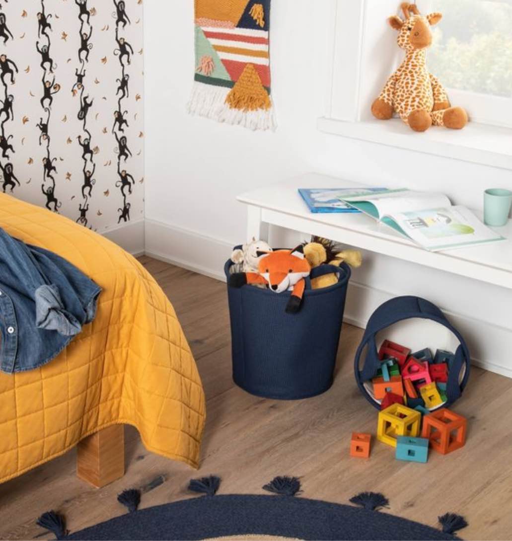 Large Waffle Storage Basket Navy - Pillowfort