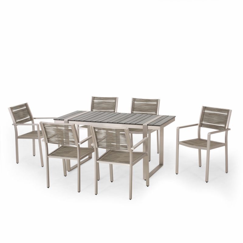 Harding Aluminum Dining Table - Gray ( TABLE ONLY / CHAIRS NOT INCLUDED )