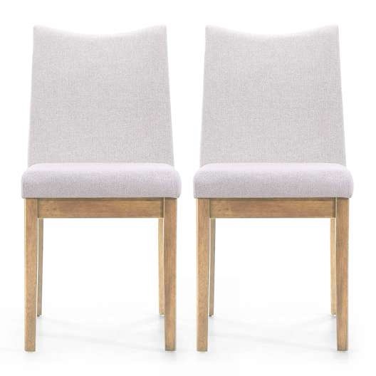 Set Of 2, Noble House Malachi Fabric Dining Chair, Light Beige, Oak