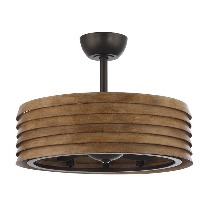 24" Rustic DC Motor Downrod Mount Reversible Fandelier Ceiling Fan with Lighting and Remote Control