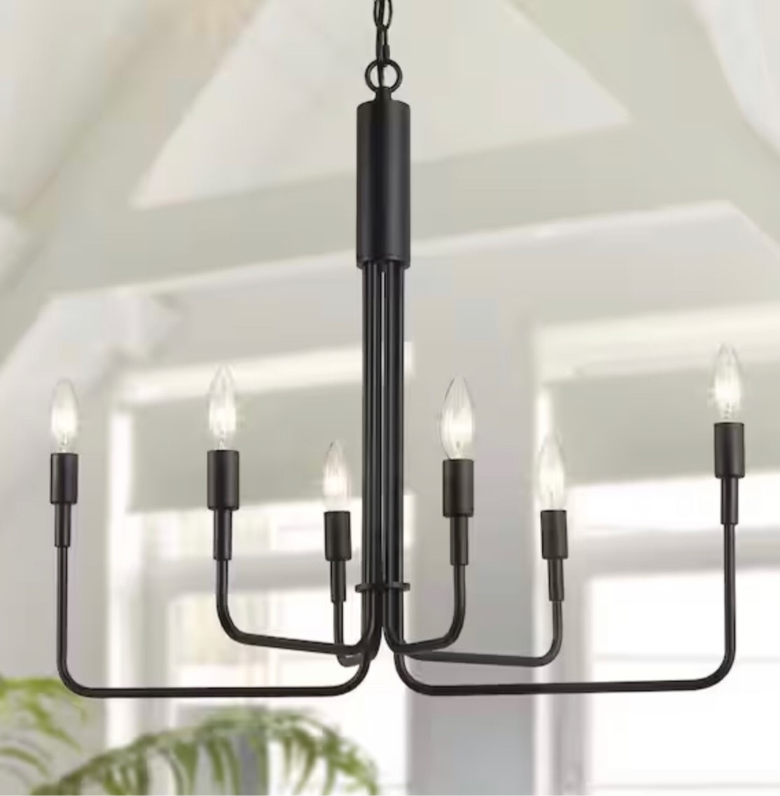 LNC Asymmetric Modern 6-Light Black Rustic Transitional Candlestick Kitchen Island Chandelier
