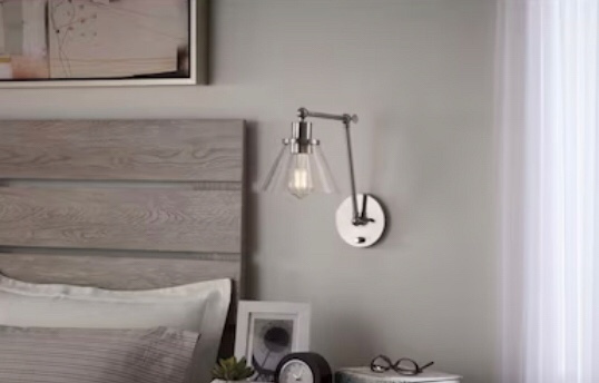 allen + roth Larman 7.5-in W 1-Light Brushed Nickel Transitional Wall Sconce 