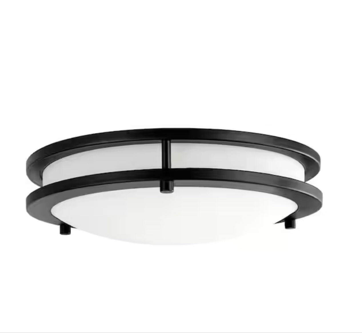 Hampton Bay Flaxmere 12 in. Matte Black Dimmable Integrated LED Flush Mount Ceiling Light with Frosted White Glass Shade