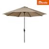 9 ft. Sunbrella Aluminum Market Outdoor Patio Umbrella in Heather Beige with Push Button Tilt and Crank