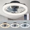  19.6 in. LED Indoor Black Low Profile Ceiling Fan with Light Dimmable Reversible Blades for Living Room