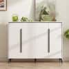 37.4 in. H x 55.1 in. W White Wooden MDF Shoes Storage Cabinet with 4-Doors and 8-Shelves for Entryway Hallway