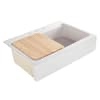 Josephine 34in. Quick-Fit Drop-In Farmhouse Single Bowl Crisp White Fireclay Workstation Kitchen Sink