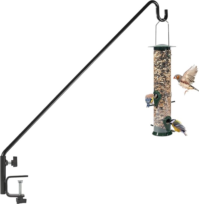 Gray Bunny GB-6819 Heavy Duty Deck Hook, 37 Inch Pole, 2 Inch Non-Slip Clamp, with 360 Degree Swivel, for Bird Feeders, Planters, Suet Baskets, Lanterns, Wind Chimes and More