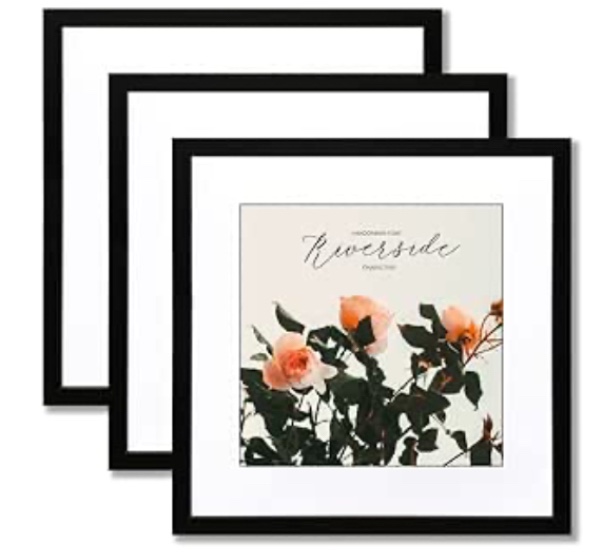 THREELOVE 24x24 Frame Black, Display 20x20 Picture with Mat Or 24x24 Picture Without Mat, Wall Mounting Home Decor Picture Photo Frame, Set of 3