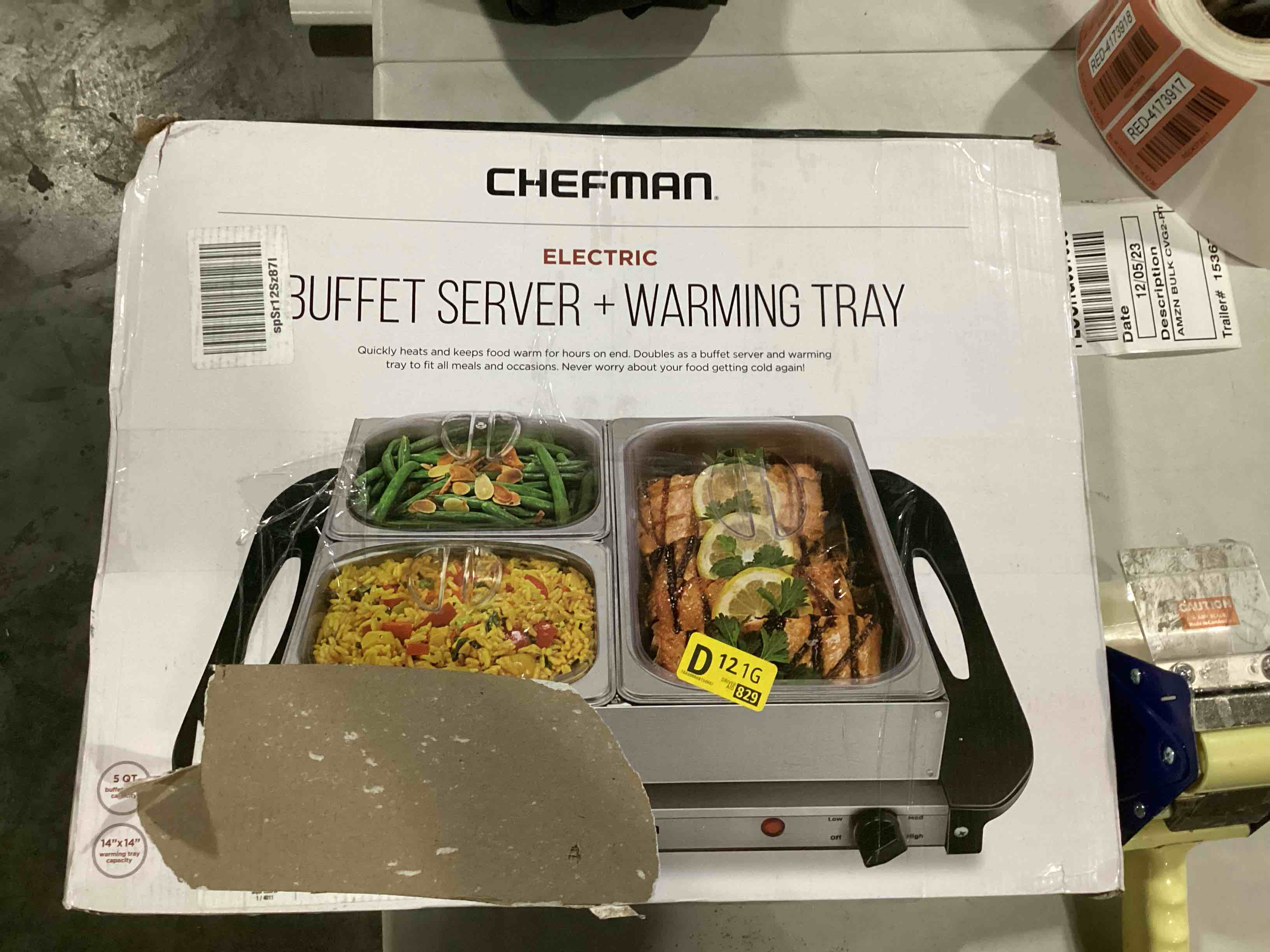 Chefman Electric Buffet Server + Warming Tray w/Adjustable Temperature & 3 Chafing Dishes, Hot