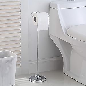 Bathroom Free Standing Toilet Tissue Paper Roll Holder Stand with Reserve Function