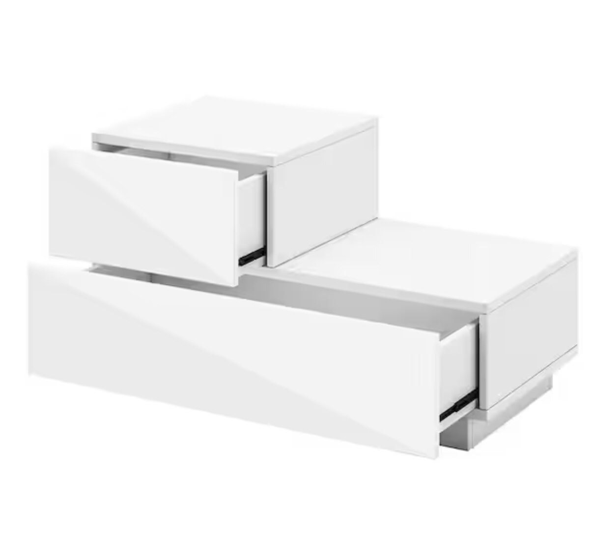 2-Drawer LED White Nightstand 16.1 in. H x 27.6 in. W x 13.8 in. D