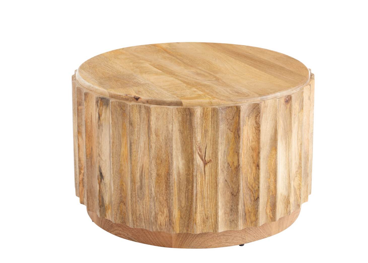 Ishan Round Driftwood Ridged Coffee Table (similar stock photo, incomplete, base only)